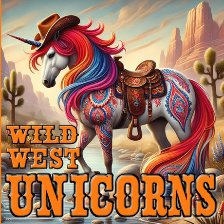 Wild West Unicorns: Magical Unicorn Coloring Book, Relaxation for Adults, Teens, Seniors, and Everybody Else! WoodArtSupply