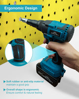 BOQNZN Cordless Rivet Gun with Charger and 2 Batteries, Electric Brushless Blind Rivet Tool Kit, Portable Rivet Gun for 1/8", 5/32", 3/16" Rivets BOQNZN