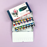 ROSA Gallery Botanical Watercolor Paint Set, Vibrant Kit Designed by Professional Artists, Washable, High Lightfastness Pigments, Made in Ukraine, Packed in Metal Paint Box, 28 Ct. Rosa Gallery