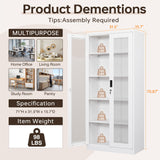 AFAIF 71" Curio Cabinet Glass Display Cabinet with 4 Adjustable Shelves, Tall Bookshelf Bookcase with Glass Doors, Lockable Metal Storage Cabinet Modern Liquor Cabinet for Home Pantry Kitchen AFAIF