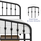 Elegant Victorian-Style Black Metal Queen Bed Frame with Crown Headboard and Easy Assembly Yaheetech