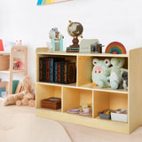 PTINFLUCE Wooden Montessori Shelf - 5-Section Toy and Book Storage Organizer for Kids Rooms PTINFLUCE