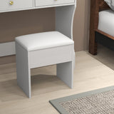 Vanity Desk Set with Adjustable LED Lighted Mirror, Girls Makeup Dressing Table with Stool and 4 Drawers Storage Makeup Table with Power Outlet for Bedroom (White) Panana