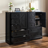 SOOWERY Dresser for Bedroom, 5 Drawer Wood Dresser, Black Dresser Farmhouse Dressers with 5 Wooden Drawers and Storage Cabinet, 48 Inch Tall Chest of Drawers for Bedroom, Living Room SOOWERY
