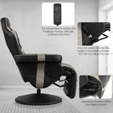 Goplus Massage Gaming Chair, Racing Style Gaming Recliner w/Adjustable Backrest and Footrest, Ergonomic High Back PU Leather Computer Office Chair Swivel Game Chair w/Cup Holder and Side Pouch Goplus