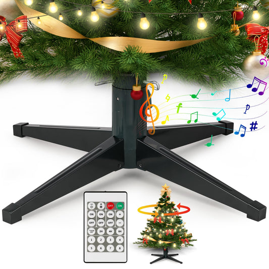 Flyrivergo Rotating Christmas Tree Stand, Music 360 Degree Spinning Tree Stands with Remote Control, Artificial Christmas Tree Stand, for Up to φ0.8-1.25inch Height 7.8ft 100lbs Tree