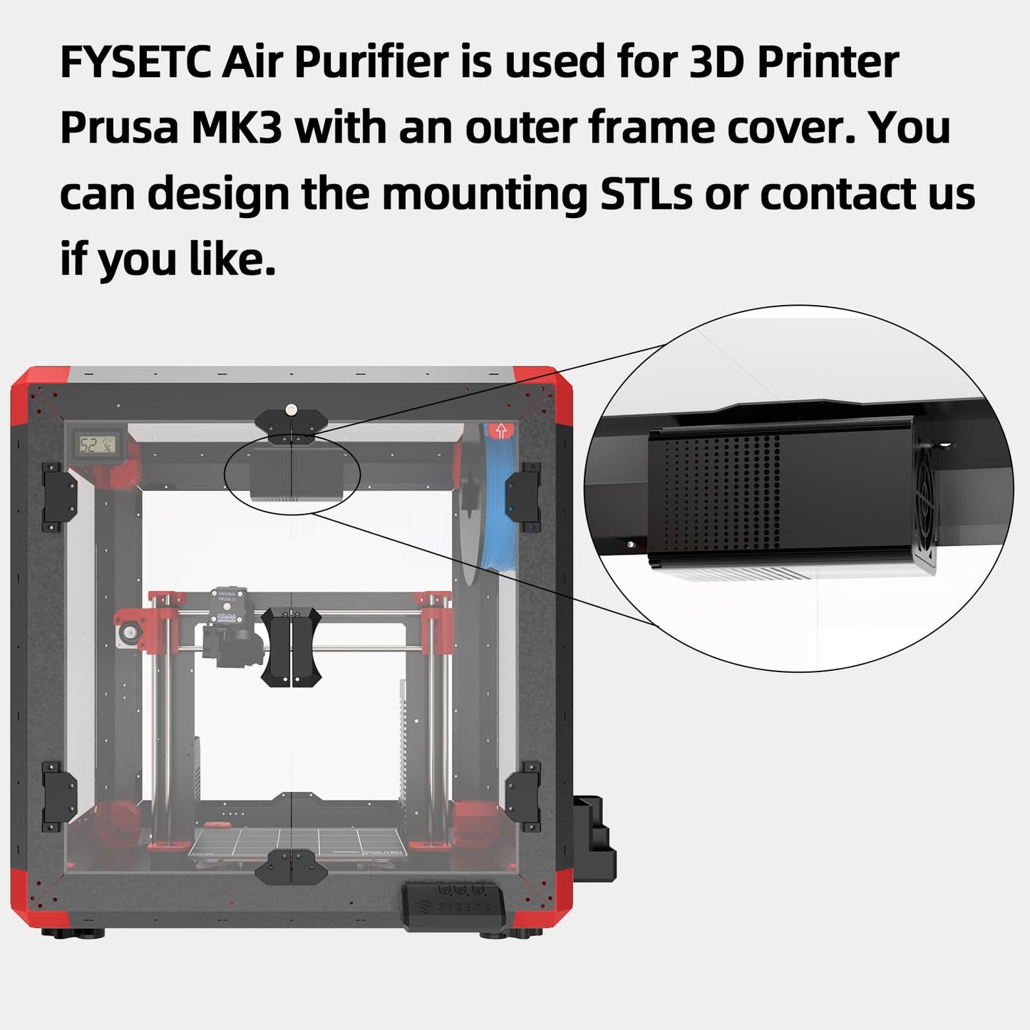 FYSETC 24V Air Purifier for 3D Printer Ender 3 Cover : Assembled HEPA Air Cleaner with Cool Fan Activated Carboon Pack for Ender 3 S1 Pro CR-10S Vype Ender 5 Plus Enclosure or QID X-Pro Box S - WoodArtSupply