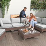 OPENAIRCOMFORT Outdoor Patio Furniture Sets, Patio Furniture Set 7 Pieces Conversation Sets, Outdoor Sectional Sofa, All-Weather PE Rattan Modular Sofa for Porch, Deck, Garden, Gray OPENAIRCOMFORT