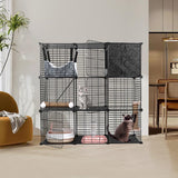 BriSunshine Cat Cages Indoor, 3 Tier DIY Cat Enclosure with Large Hammock, Metal Wire Pet House Kennels Crate Catio with Litter Box, Bed, Scratchers, Bowl, Stairs for 1-2 Cats BriSunshine