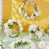 FREEBLOSS 100+pcs White Floral Crown DIY Kit Flower Crowns Making Kit DIY Floral Crown Garland Kit Wedding Hair Accessories Handmade Make Your Own Flower Wreath Crown Decorating Kit for Party FREEBLOSS