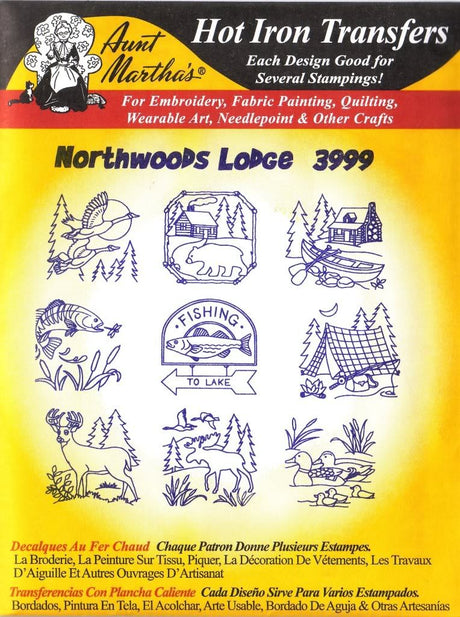 Northwoods Lodge Aunt Martha's Hot Iron Embroidery Transfer Aunt Martha's
