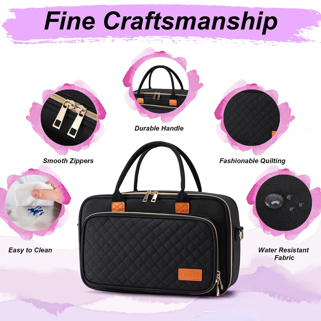 Mecozone Acrylic Paint Organizers Fits up to 54 Bottles 2 oz, Acrylic Paint Carry Case with Shoulder Strap for Art Supply Storage, Black Mecozone