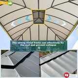 YOLENY 12'x14' Hardtop Gazebo, Permanent Outdoor Aluminum Patio Gazebo with Aluminum Composite Double Arc Roof for Patio Lawn and Garden, Curtains and Netting Included YOLENY