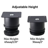 Kyuionty Set of 4 Stainless Steel Furniture Legs 2 Inch, Adjustable Round Cabinet Legs 2" Dia Kitchen Feet, Metal Replacement Legs for Cabinet Sofa Couch Shelves Table (Black) Kyuionty