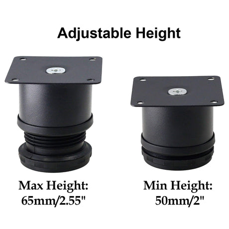 Kyuionty Set of 4 Stainless Steel Furniture Legs 2 Inch, Adjustable Round Cabinet Legs 2" Dia Kitchen Feet, Metal Replacement Legs for Cabinet Sofa Couch Shelves Table (Black) Kyuionty
