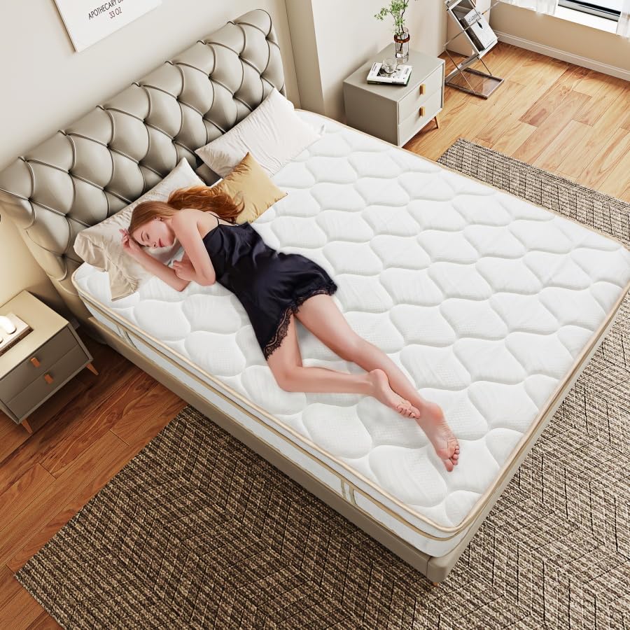 Ruanrest Queen Mattress 12 inch, Hybrid Mattress in a Box with Memory Foam and Pocket Springs for Pressure Relief, Medium Firm Queen Size Mattress, Motion Isolation, CertiPUR-US. Ruanrest