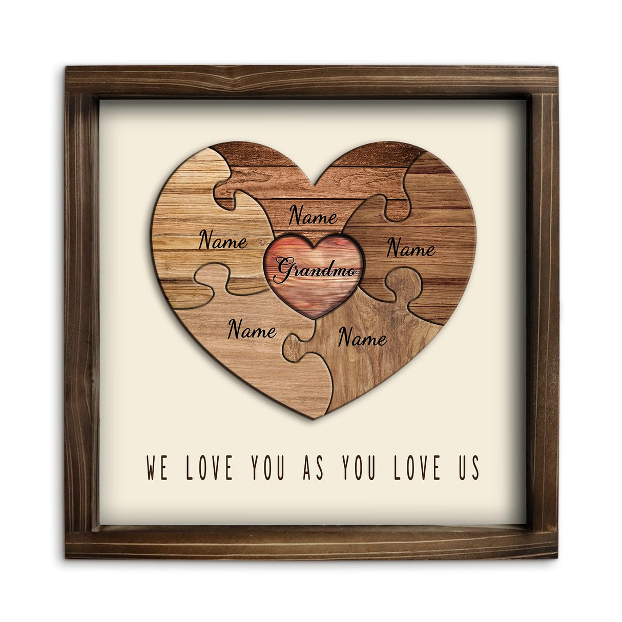 Kas Home Personalized Wooden Heart Name Puzzle Sign, Custom Family Name Puzzle with 1-8 Names Engraved Text Gift Desktop Ornament for Father's Day Kas Home