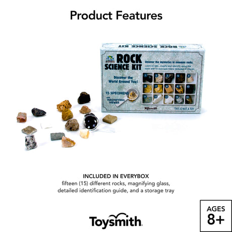 STEM Toy Rock Science Kit Geology Mineral Specimen For Kid Geologists Toysmith