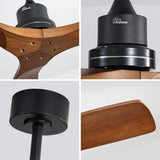 Sofucor Walnut Ceiling Fan, Solid Wood 3 Blade Ceiling Fans, Wood Ceiling Fan No Light, 52'' Ceiling Fan Without Light for Living Room & Covered Outdoor, Brown Sofucor