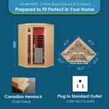 Xmatch Saunas 907B Far Infrared Sauna, Indoor Corner Space Wooden Dry Sauna Low EMF (Hemlock Wood, 2-3 Person Size 360 Envolved) Xmatch