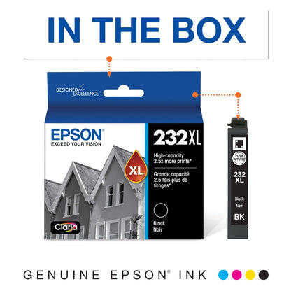 EPSON 232 Claria Ink High Capacity Black Cartridge (T232XL120-S) Works with WorkForce WF-2930, WF-2950, Expression XP-4200, XP-4205