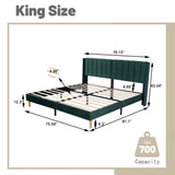 AGARTT Upholstered Platform Bed Frame King Size with Headboard and Footboard/Wooden Slats Support/No Box Spring Needed/Easy Assembly,Green Velvet AGARTT