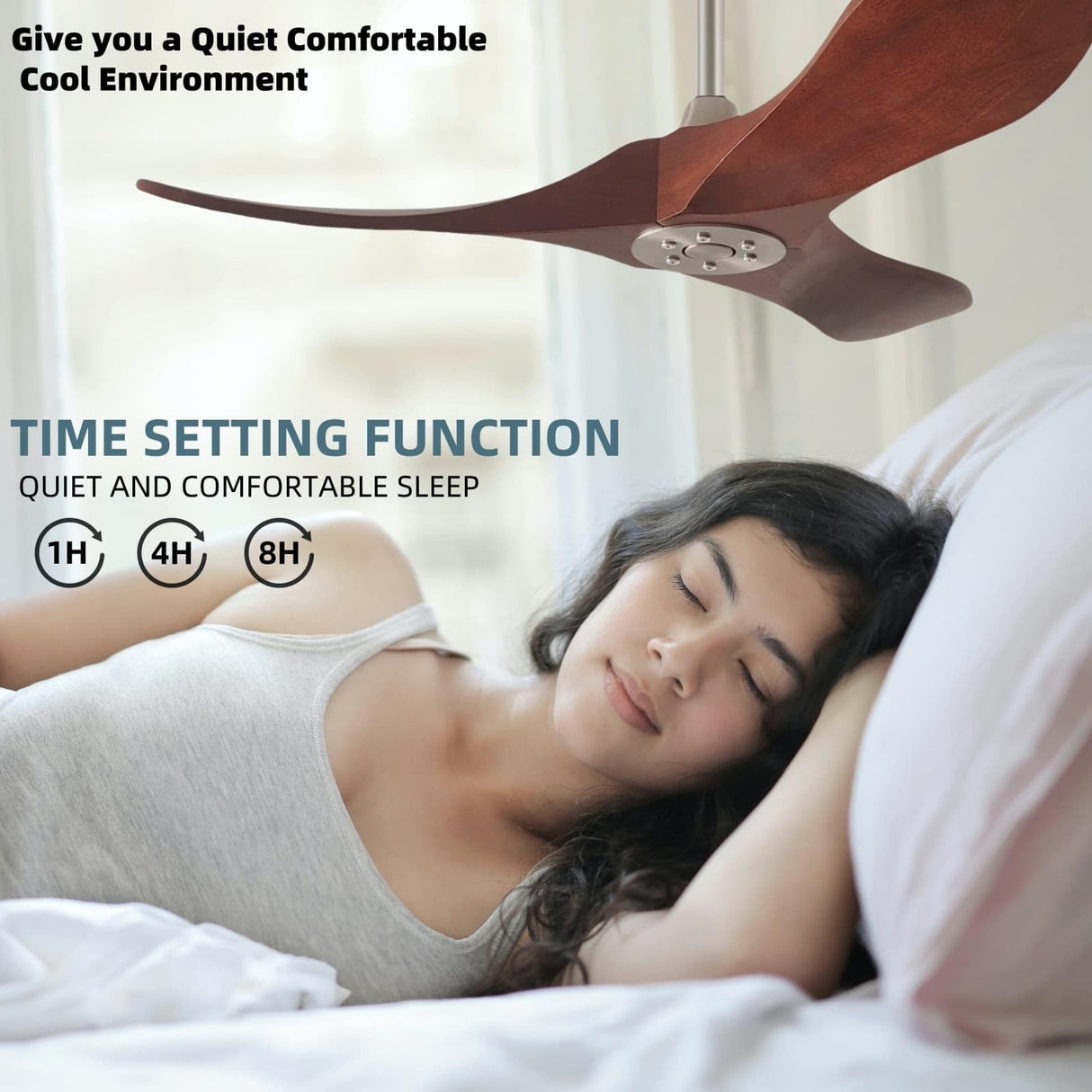 36 Inch Ceiling Fan Without Light With Remote Control,Small Ceiling Fan for Kitchen No Light,3 Solid Wood Blade Propeller Outdoor Ceiling Fans for Indoor, Living Room, Bedroom, Terrace, Porch Kekopa