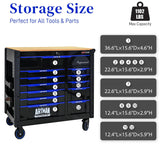 WTRAVEL Heavy Duty Rolling Tool Chest with 12-Drawer Tool Cart Mechanic Tool Box with Wheels Tool Storage Cabinet Mobile Workbench Tool Bench for Garage, Workshop, Warehouse, Repair Shop, Wood Top WTRAVEL