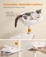 Feandrea Cat Tree with Litter Box Enclosure, 2-in-1 Modern Cat Tower, 52.8-Inch Cat Condo with Self Groomer, Scratching Posts, Washable Cushions, Greige UPCT115G01 Feandrea