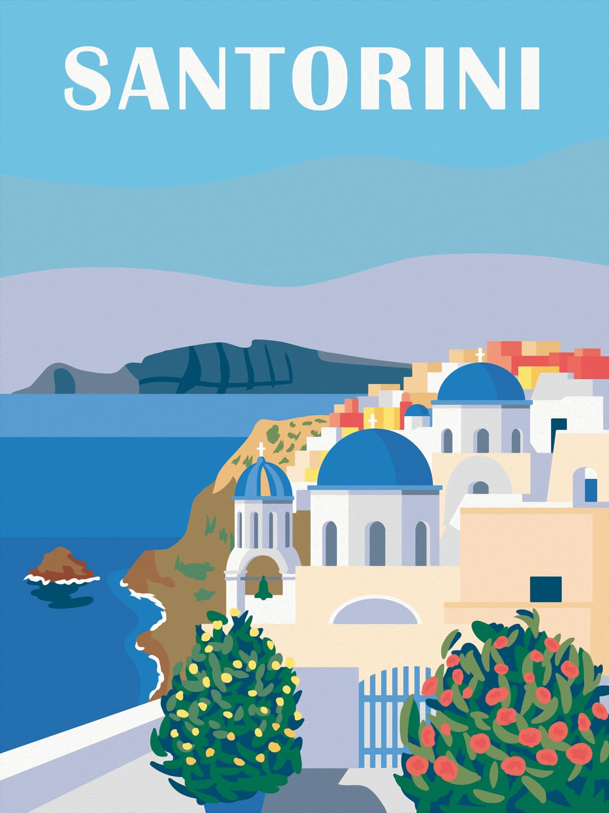 Ravensburger Relax CreArt Santorini Canvas Paint by Numbers Kit | Perfect DIY Art Gift for Adults, Stress Relief, and Creative Hobby Ravensburger