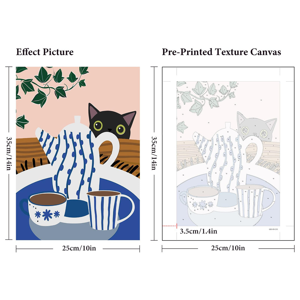 6 Pack Paint by Numbers Kit for Adults Beginner, Cat Adult Paint by Number Kits on Canvas Without Frame, Funny DIY Acrylic Black Cat Oil Painting by Numbers for Home Decor Gift 10” W x 14”L Fountor