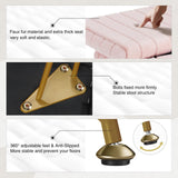 Greenstell Vanity Stool Chair Faux Fur with Storage, 15.7"L x 11.8"W x 19.4"H Soft Ottoman 4 Metal Legs with Anti-Slip Feet, Furry Padded Seat, Modern Multifunctional Chairs for Makeup, Bedroom Pink GREENSTELL