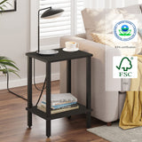 TUTOTAK End Table, Set of 2, Side Table, Nightstand, 2-Tier Storage Shelf, Sofa Table for Small Space, Living Room, Bed Room TB01BK035 TUTOTAK