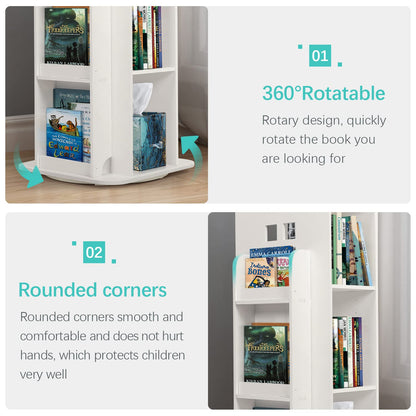 Nisorpa 360° Rotating Bookshelf - Freestanding Storage Organizer for Books and Toys - WoodArtSupply