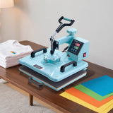 VEVOR 8 in 1 Heat Press with 30 OZ Tumbler Press, Hat Press, 360° Swing Away 12 x 15 inch Heat Press Machine for T-Shirts/Mugs/Hats/Plates, Light Green VEVOR