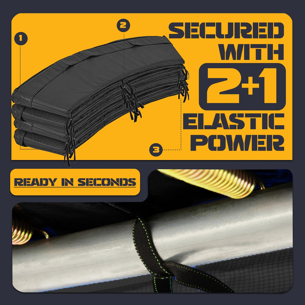 Trampoline Pad Replacement 12 FT Trampoline Replacement Safety Pad 12FT Trampoline Spring Cover Waterproof UV Resistant Tear Resistant Surround Spring Foam Cover for Round Frame No Hole for Pole Black ULTRAPOWER SPORTS