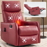 Massage Chair Recliner with Heat, Swivel Rocking Chair Recliner with Gliding Motion, PU Leather Lazy Boy Recliners for Adults,Small Recliner Chair for Small Spaces ﻿ (PU Leather, Red) anwickjeff