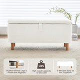 Storage Ottoman Bench for Bedroom End of Bed, Boucle Upholstered Padded Storage Bench for Entryway Bed Foot Entryway, Sherpa Rectangle Cushion Shoe Seat Blanket Chest Cute for Living Room, White Comfort Stretch
