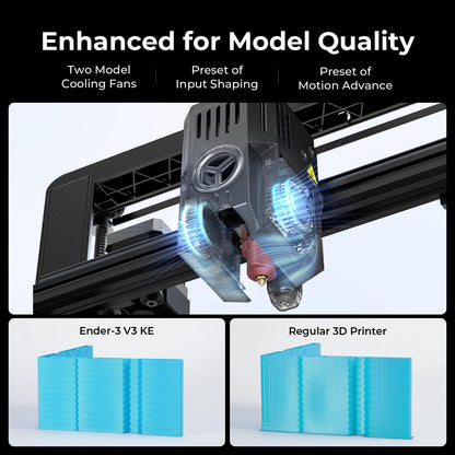 Creality Ender 3 V3 KE 3D Printer, 500mm/s Max High-Speed 3D Printers with Auto Leveling, Dual Cooling, Smart UI and Dual Z-axis, Supports 300℃ Printing Printing Size 8.66x8.66x9.44 inch