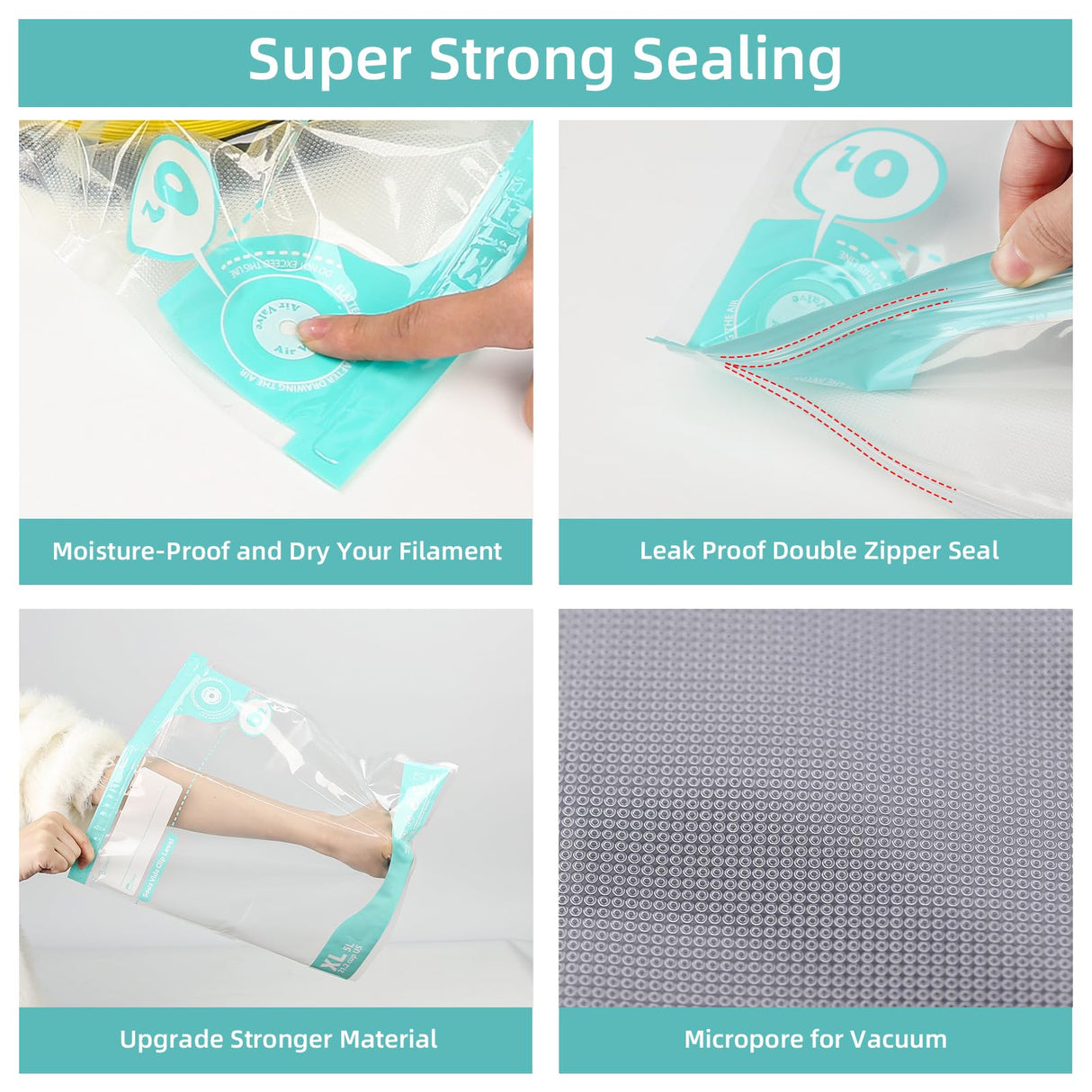 15 PCS Electric Vacuum Sealer Kit, 3D Printer Filament Storage Bags Vacuum, Filament Bags Storage Spool Sealing for Keeping Filament Dry, 10pcs Vacuum Bags & 4 Seal Clips(11.8X 13.39 Inch) CABIBOX