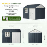 Breezz 8X10FT Outdoor Steel Storage Shed with Clear Window, Lockable Doors, Weather-Resistant Metal Tool Shed for Garden, Backyard, Patio, and Utility Storage.Nightblue BreezZ