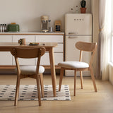 100% Solid Wood Upholstered Dining Chairs, Mid Century Modern Oak Dining Chairs with Curved Back Design with Butterfly Wing Shape for Kitchen, Dining Room, Restaurant (2, Log Color-Beige Cushion) Wayshome