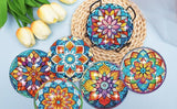 Puraikcmi 6pcs DIY Mandala Diamond Art Painting Kits Coasters with Holder, Diamond Art Coasters Adults Beginners, Flower Diamond Art Crafts Supplies Puraikcmi