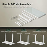 FEZIBO 48 × 24 Electric Standing Desk with Drawers, Whole-Piece Glass Adjustable Height Desk, One-Piece Quick Install Adjustable Sit Stand Desk, White FEZIBO