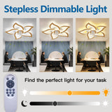 Dalouguan Geometric Ceiling Fan with Lights Remote Control, Wooden Ceiling Fan with Light, 3 Light Color 6 Speeds Low Profile Flush Mount Ceiling Fan for Kitchen Bedroom Living Room Dalouguan