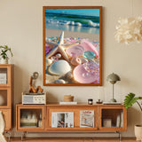 Beach Diamond Art Kits for Adults, Sea Stone Diamond Painting Kits for Adults Beginners, DIY 5D Beach Landscape Diamond Painting with Round Gem Art Kits for Gift Home Wall Decor 12x16 Inch Fountor