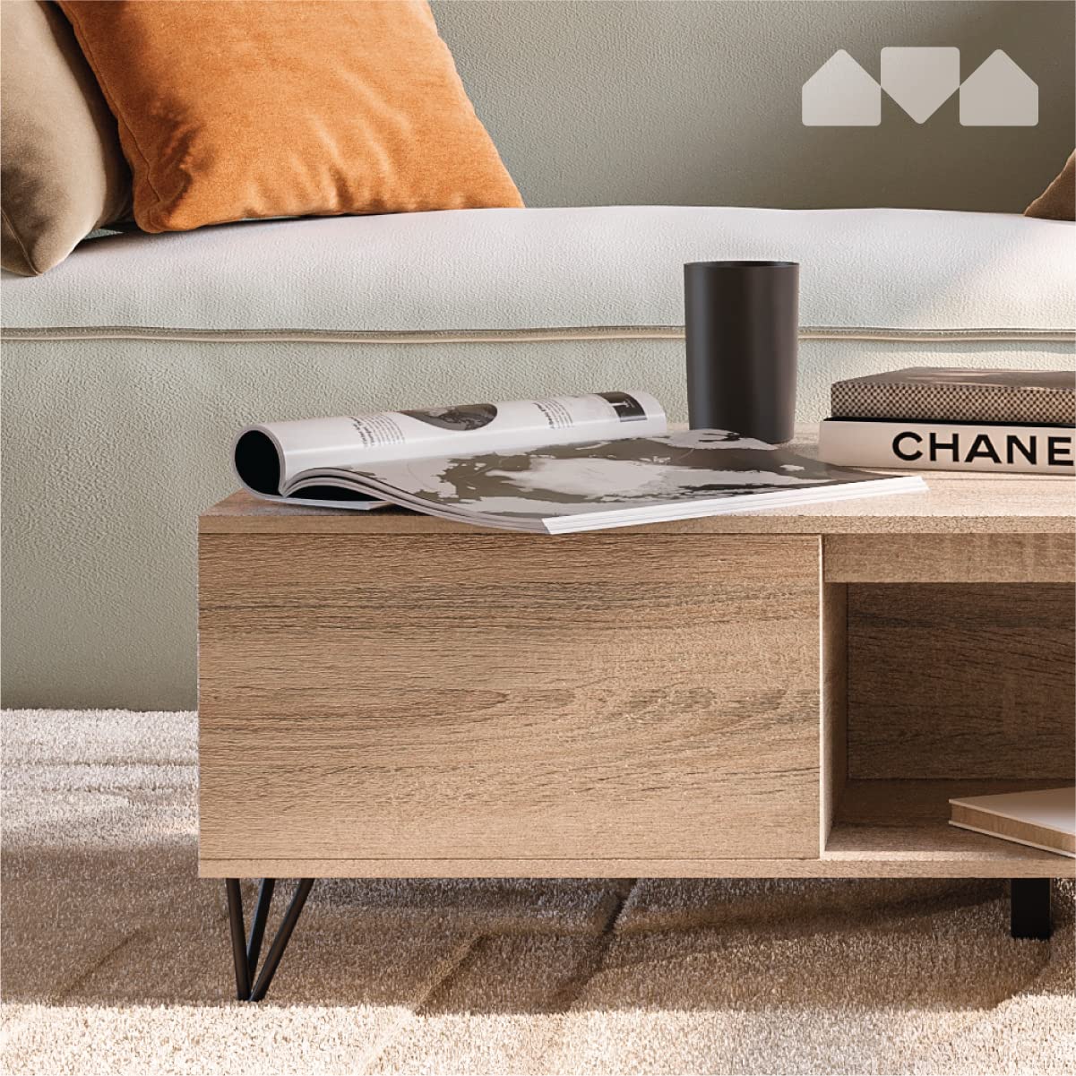 Milliard Modern Farmhouse Coffee Table with Storage Grey Milliard