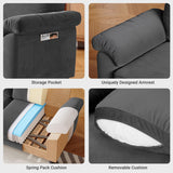 70" Sofa Living Room Couch, Velvet Deep Couches for Small Spaces, Mid Century Modern Loveseat with Storage Bag, Bedroom, Apartment, Office, Removable Sofa Cover Spring Cushions, Fast Assembly, Grey Vesgantti
