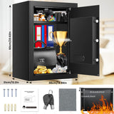 3.8 Cu ft Extra Large Safe Box Fireproof Waterproof, Security Home Safe with Fireproof Bag, LCD Digital Keypad Key Lock and Removable Shelf, Fire Document Safe for Money Medicines Jewelry Valuables Povanje