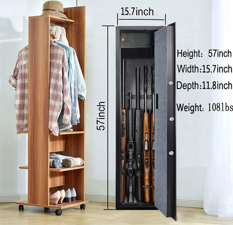 Large Biometric Rifle Safe, Quick Access 5-7 Gun Fingerprint Metal Rifle Gun Security Cabinet (with/Without Scope) with Separate Pistol/Handgun Lock Box (New and Improved Biometric Fingprint Rifle) BBRKIN